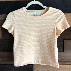 American Eagle Yellow Plaid Cropped Tee